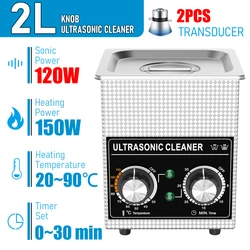 Ultrasonic Cleaner Bath 2L Plus 120W with Basket Heater Timer Diswasher Ultrasound Home Appliances 220V EU Plug