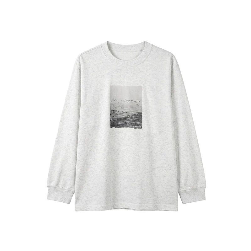Men's Autumn Graphic Printed T-Shirt Round Neck Long Sleeve Layering Top