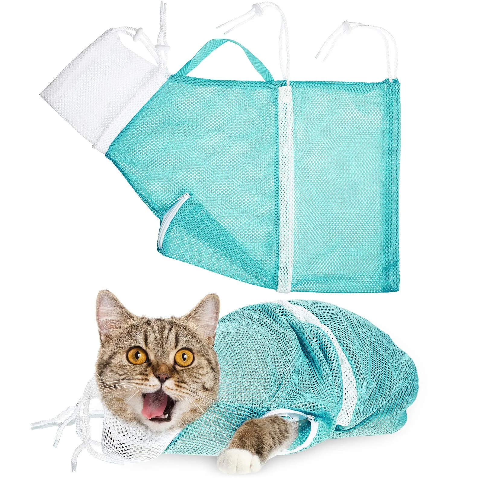 4. Generation Katzenpflege-Tasche: Anti-Kratz-Badetasche für Katzen zum Duschen, Nagelschneiden und Injektionen – Atmungsaktives Netz zur Katzenwaschung und Fixierung – Detail 2