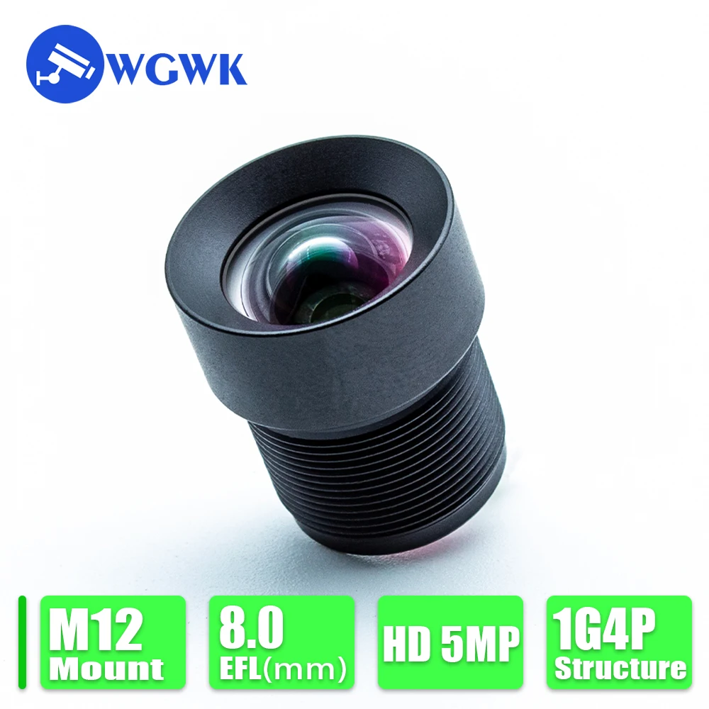 

WGWK-0242 M12 Mount Lens 5MP Security Camera Lens 8mm Fixed Focus 3.0 F/No(Max) 1/2.5"PS5520 1/2.7" OV2710 For IP CCTV Cameras