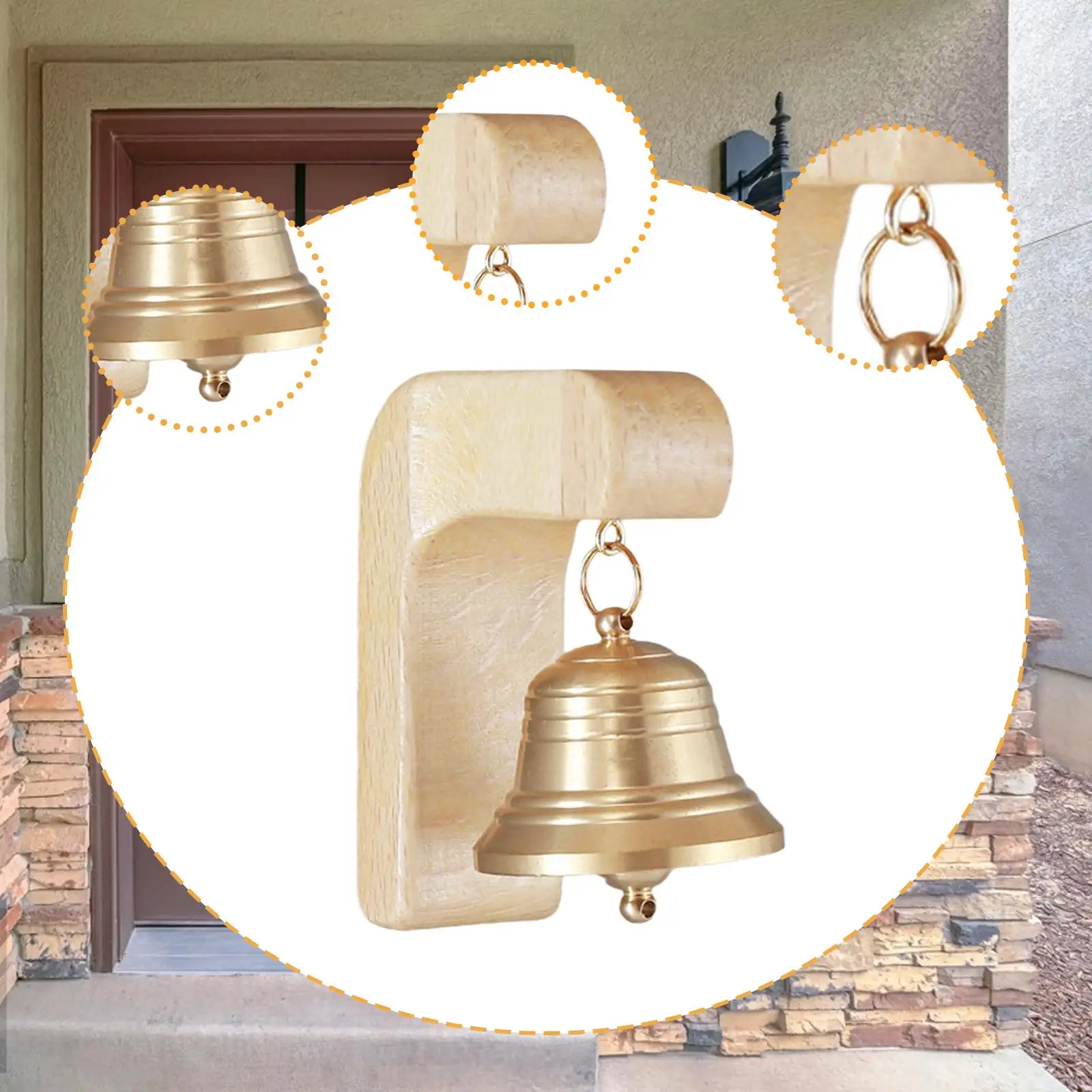 Door Ring Bell Wooden Wind Chime Doorbell Chime for Garden Patio Shop or Indoor Use