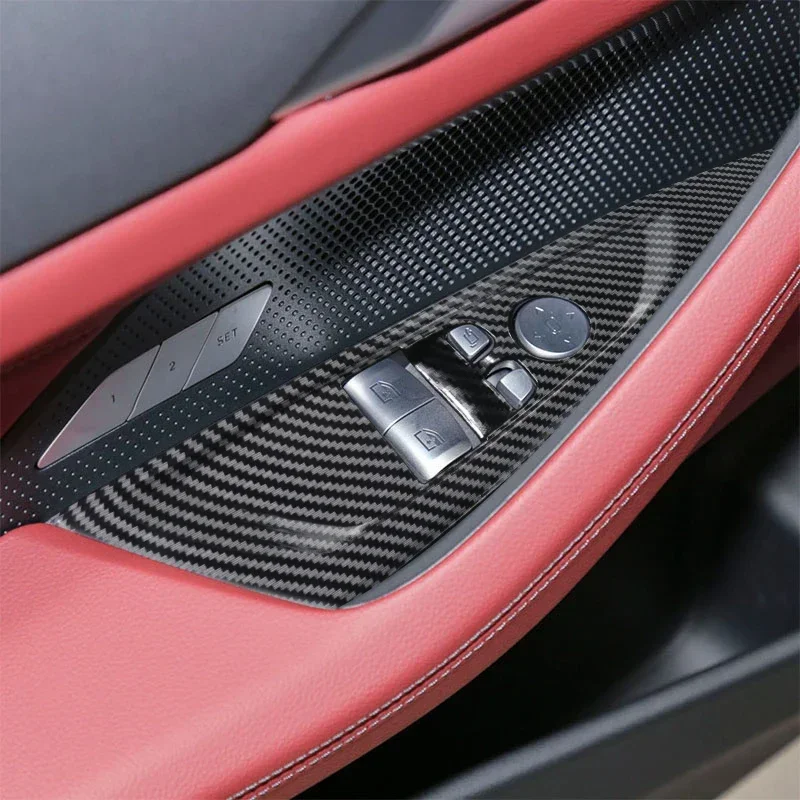 

Для BMW 4 серии G22 G23 2020-23 ABS углеродное волокно автомобильное Окно Стекло подъемник кнопка фотонаклейки автомобильные аксессуары