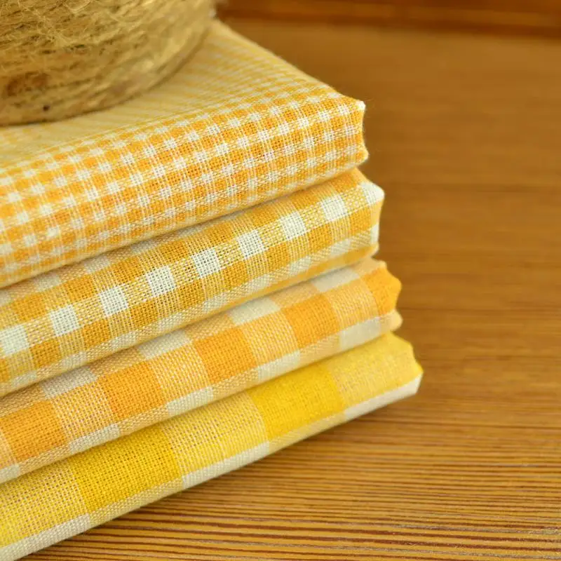 Square Patchwork Needlework DIY Handmade Sewing Mixed Style Floral Print Cotton Fabric Cloth Material Accessory yellow tela