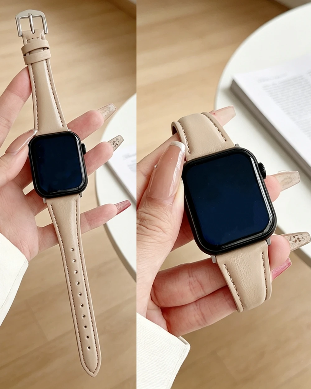 Nice Oil Leather Loop for Apple Watch Band Correa Women Strap 11/10/9/8/7/6/5/4/3/2 38mm 40mm 41mm 42mm 44mm 45mm 46mm 49mm