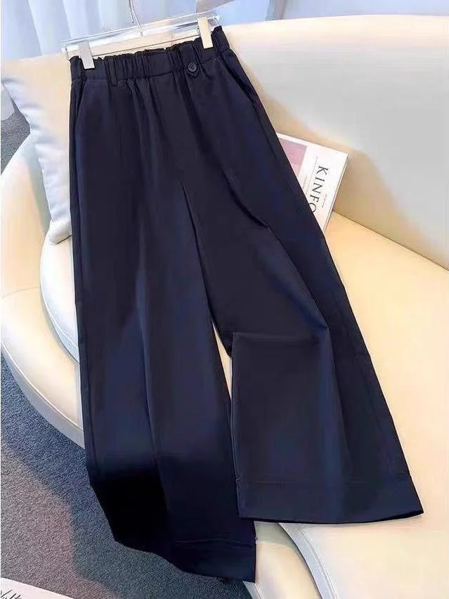 

High Waist Straight Leg Slimming Pants plus Size Women's Summer Thin Loose Wide Leg Long Trousers Casual Style High Waist