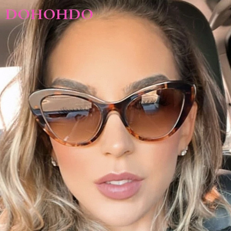 

DOHOHDO Popular Fashion Cat Eye Sunglasses Women Retro Beige Black Shades UV400 Female Trending Men Sun Glasses Eyewear UV400