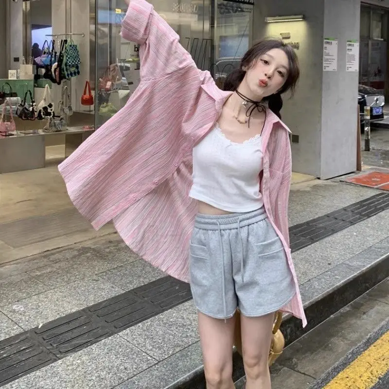 

Long Sleeve Shirts Womens Cotton Striped Slim Fit Travel Feminine Romantic Youthful Vacation Holiday Spring Breathable Trendy