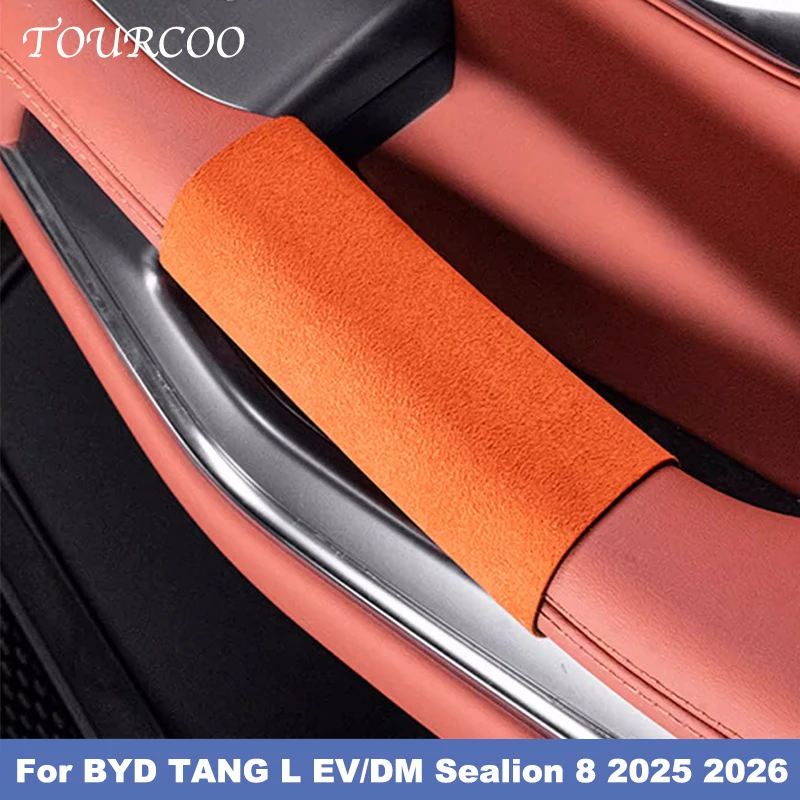 

For BYD TANG L EV/DM Sealion 8 2025 2026 Car Door Handle Suede Protective Sticker Alcantara Interior Accessories