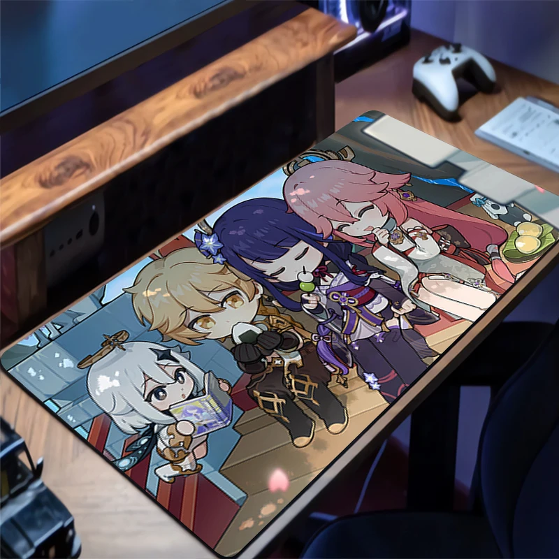 

Gaming G-genshin Impact Mouse Pad Design Non-slip Rubber Sewn Edge Desk Mat Keyboard Pad Gamers And Office Work Mousepad