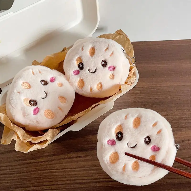 1/2 pçs dos desenhos animados raiz de lótus pelúcia moeda bolsa pingente fone de ouvido batons saco armazenamento versátil chaveiro mochila pendurado decoração