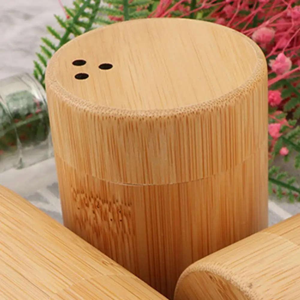 Round Toothpick Holders Bamboo Tooth Pick Dispenser Box Home Living Room Dining Room Toothpick Holder Tooth Pick Container