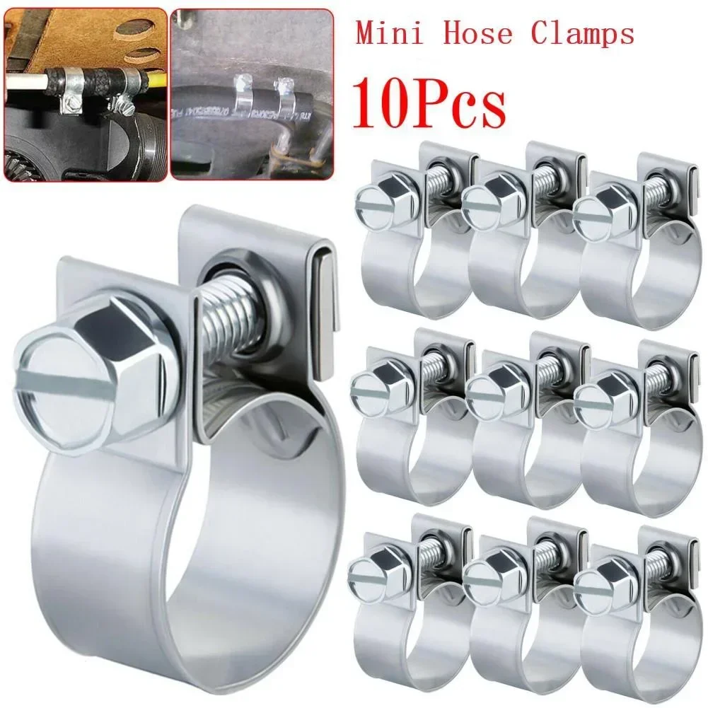 10pc Fuel Line Jubilee Hose Clips Clamp Diesel Petrol Pipe Coolant Radiator Carbon Steel Galvanized Pipe Fittings Fixing Tools