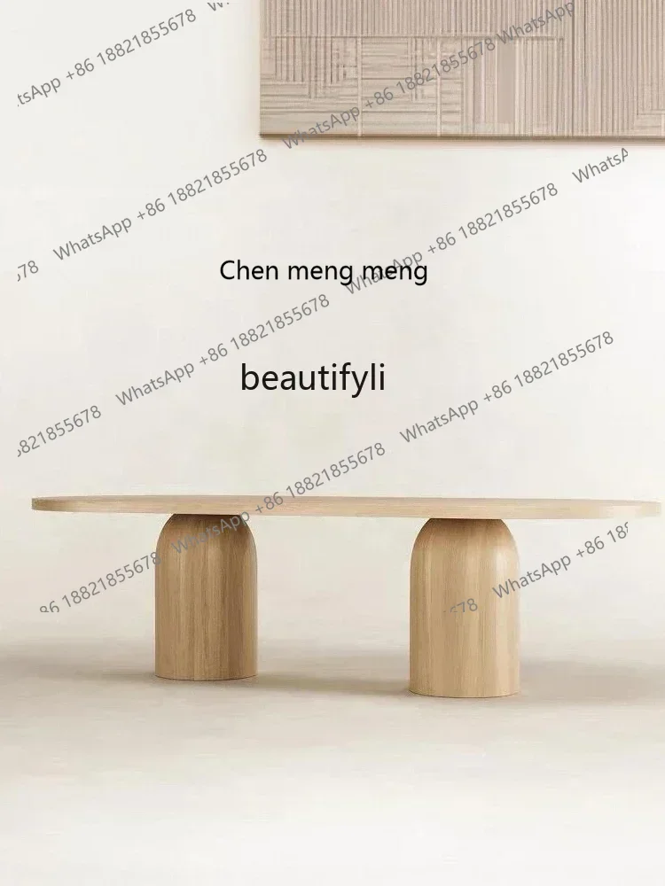 

182C Nordic Solid Wood Simplicity Modern Black Large-Sized Desk Dining Table Oval Desk