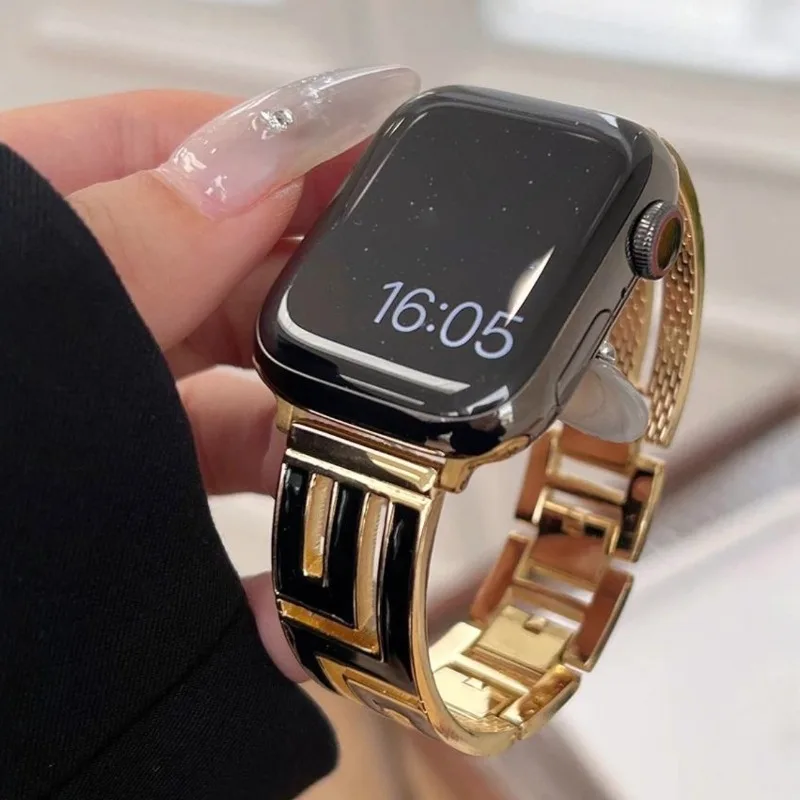 Luxuriöses Metallarmband für Apple Watch S12 11 10 46 42mm Ultra 2 49mm 9 8 7 45 41mm Armband Damenarmband iWatch SE 6 5 4 40mm 44 38mm
