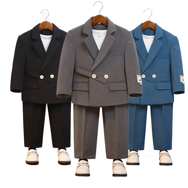 

Boy's Casual Slim Fit Suit Set Kids Jacket Pants Clothes Kids Photography, Catwalk Performance Wedding Party Costume