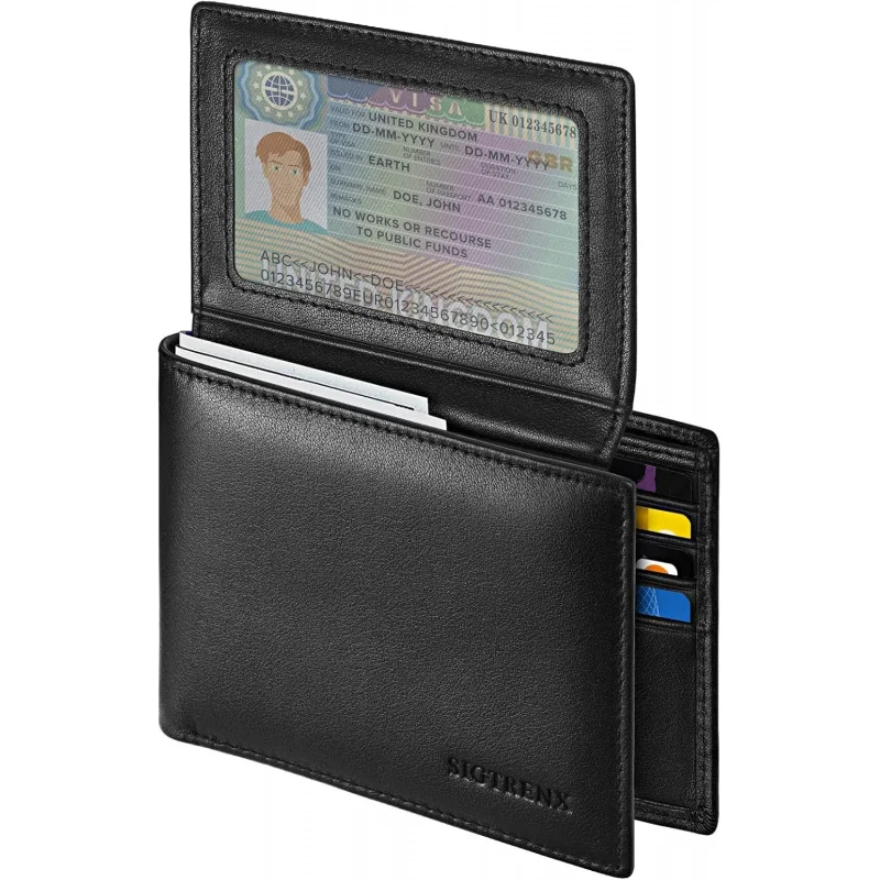 

Кожаные мужские кошельки, мужские кошельки из натуральной кожи, двойная блокировка RFID с двумя окошками ID