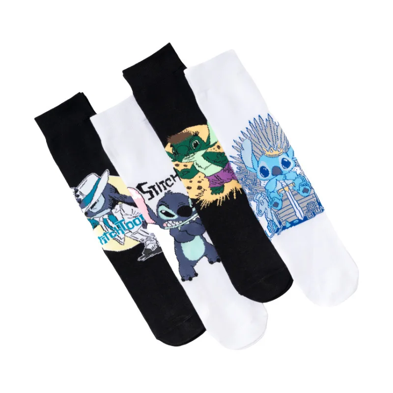 Disney Stitch Adult Socks Cartoon Stitch Four Seasons Popular Tide Socks Cute Disney Girls Mid-Calf Socks Personalized Gift