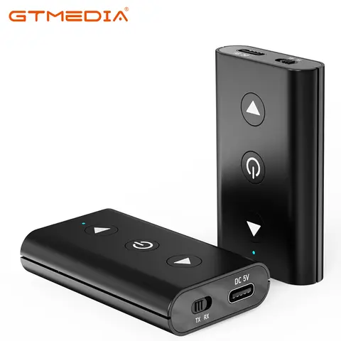 GTMEDIA A2 Bluetooth 5.1 Transmitter Receiver 2-in-1 Audio Adapter, 3.5mm AUX Wireless，10M Range, 250mAh Battery, Plug & Play