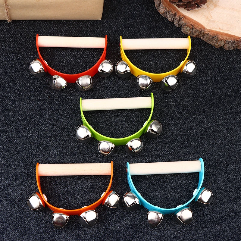 Drewniany półokrągły dzwonek do trzymania w ręce 7,8*6,5 cm, tamburyn dla dzieci, instrumenty muzyczne Orffa, klapka, zabawki edukacyjne