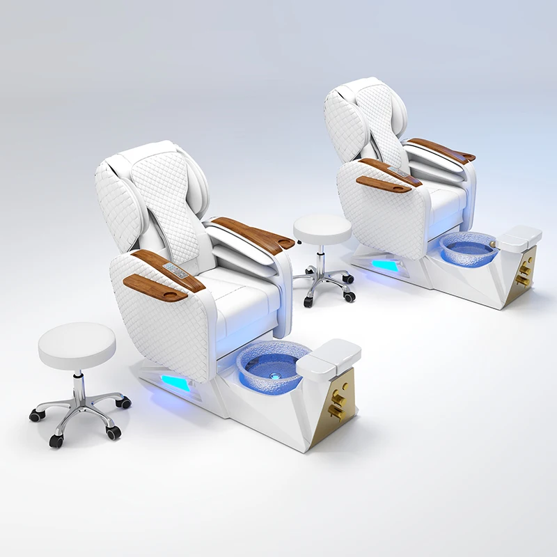 New Arrival Nail Salon Equipment Gold Metal Foot Manicure Chair Modern Human Touch Massage Pedicure Spa Chair Luxury