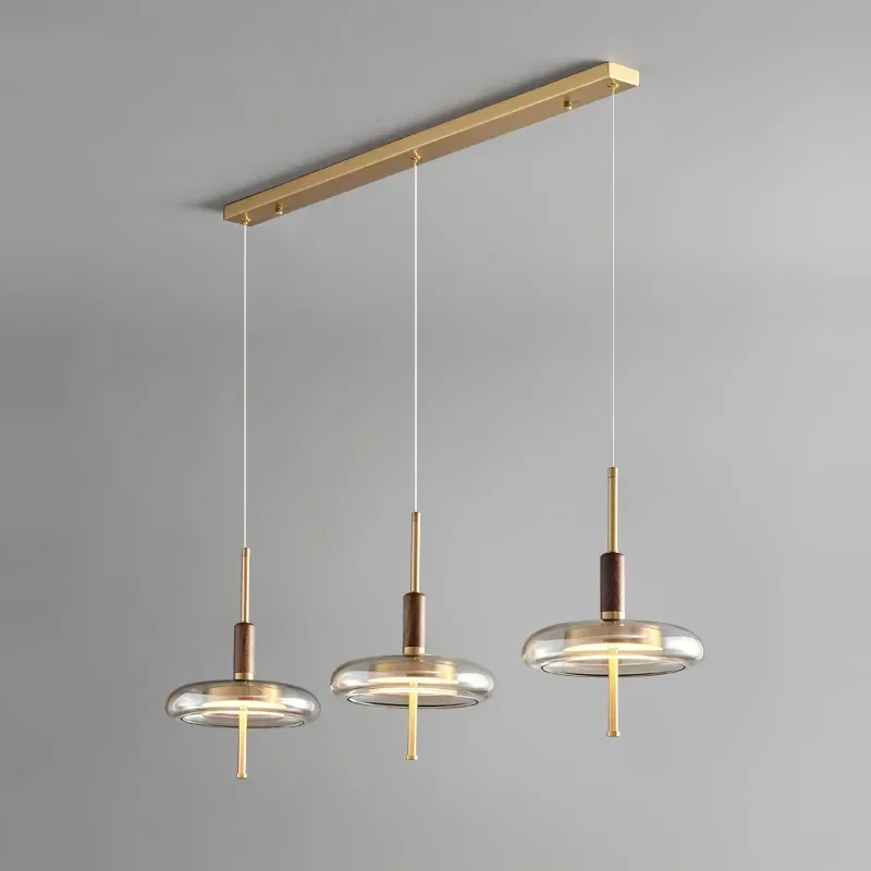 2025 Simple Luxury Restaurant Chandeliers Designer Brass Walnut LED Pendant Lamp For Bar Bedroom Bedside Room Decor Lighting Fix