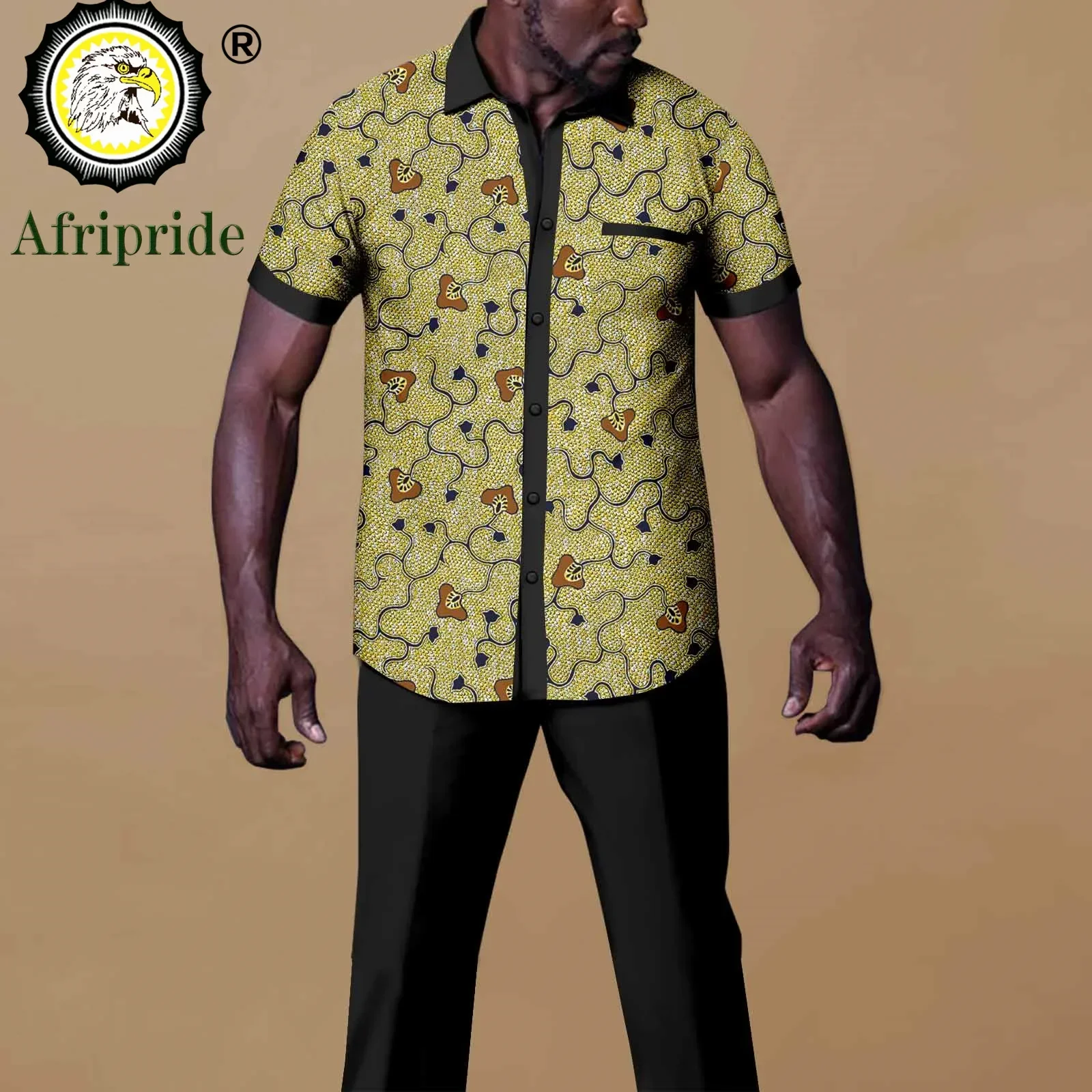 African Outfits for Men Tracksuit Short Sleeve Print Shirts and Pants Set Dashiki Outfits Plus Size Casual Sweatsuits A2216089