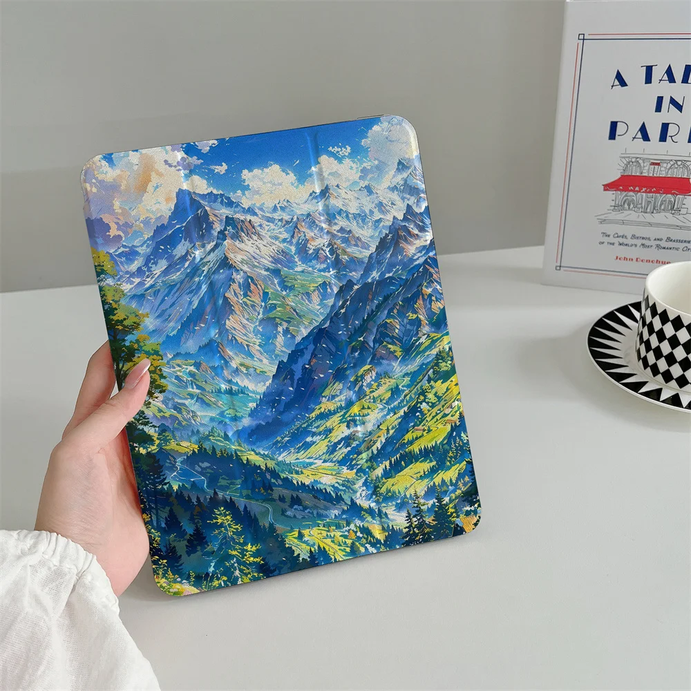 Oil painting mountain peak suitable for iPad 11 Pro 11 inch Air 2025 iPad Air 5/4 10.9 10.2 9.7 tablet computer protective case