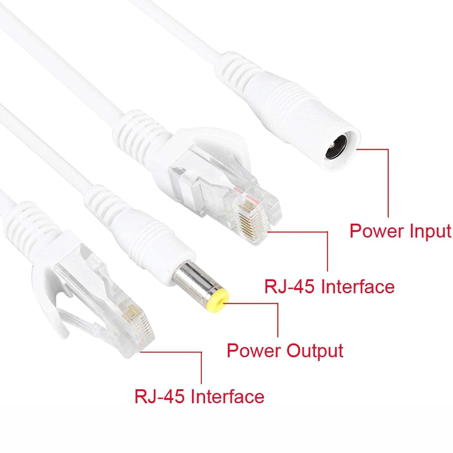 For IP Camera 12V POE RJ45 Cable Power Over Ethernet Adapter Injector Splitter POE Cable RJ45 Injector Splitter Kit DC 5.5x2.1mm