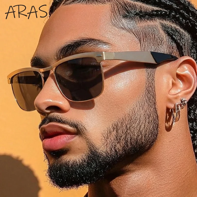 

Polarized Vintage Punk Square Sunglasses Men 2026 Luxury Brand Metal Frame Sun Glasses For Male Classic Driving Eyewear Shades