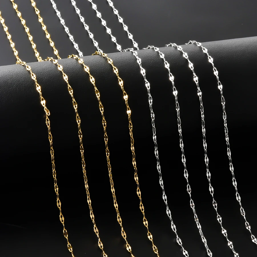 Elegante 45/50/60/70/80/90cm Edelstahl-Lippenketten für Damen und Herren, modische Choker-Halsketten, Schmuck, DIY-Anhänger – Detail 3