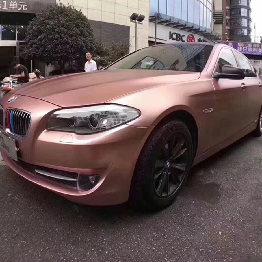 10/20/30/40/50/58X152 سنتيمتر/الكثير جديد وصول ارتفع الذهب الساتان ماتي الكروم لامع الفينيل التفاف فيلم احباط اللؤلؤ معدن ارتفع الذهب الفينيل