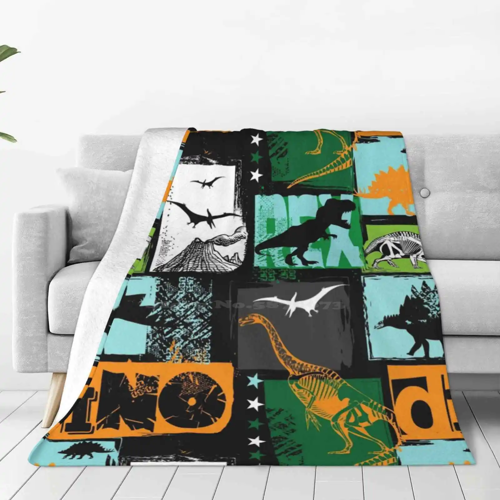 Dinosaur Dino Pattern Soft Warm Light Thin Blanket T Rex Tyrannosaurus Rex Flying Dinosaur Kids Dinosaur