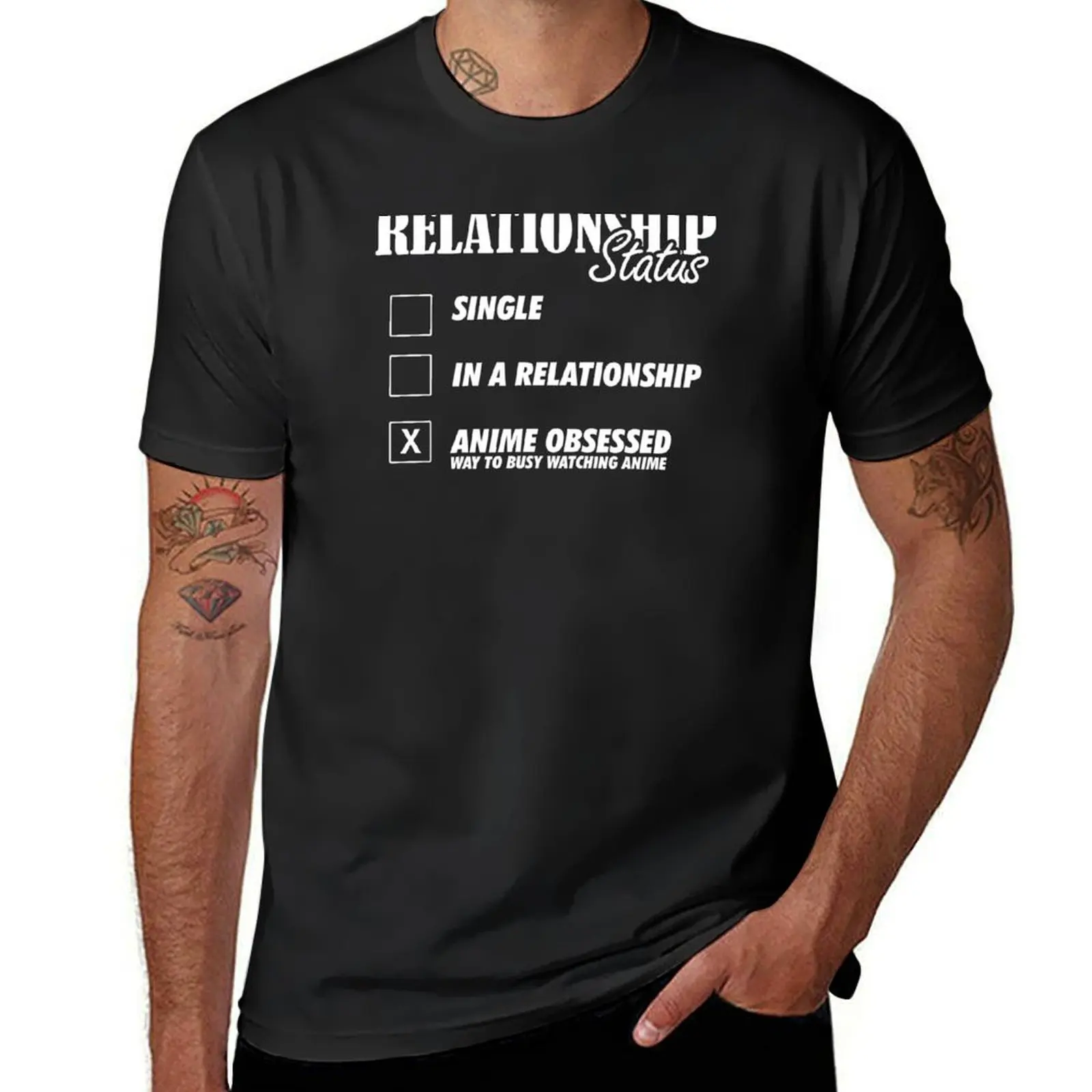 Relationship Status Anime Obsessed T-Shirt summer tops boys animal print anime black t-shirts for men