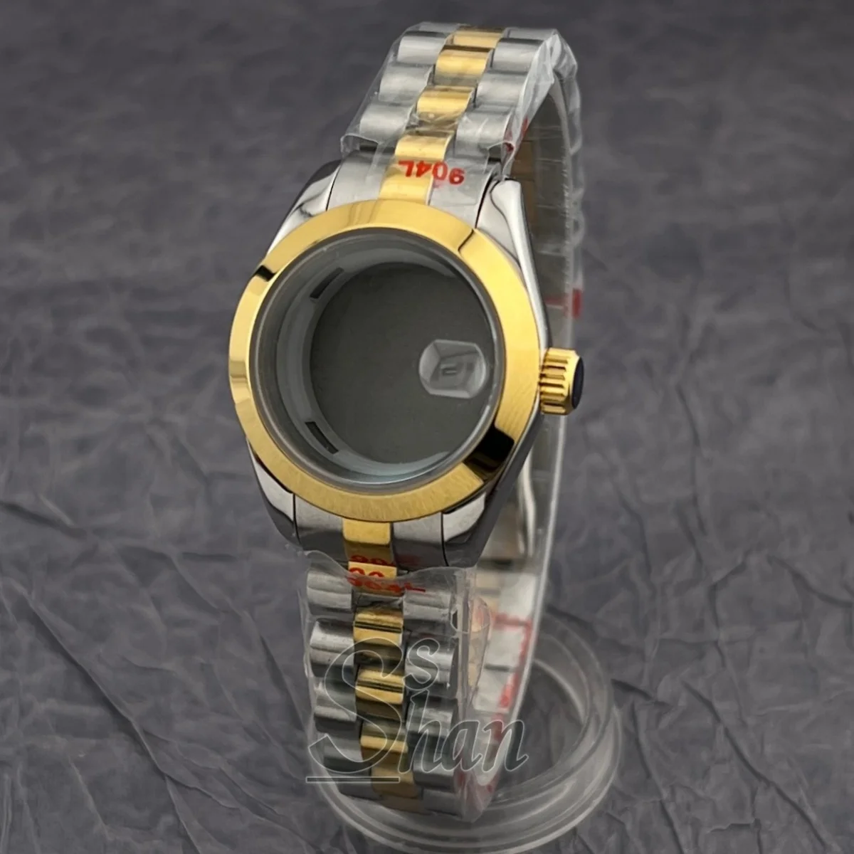 28mm groove/round/bevel bezel case and stainless steel bracelet set for NH05/NH06 movement, suitable for ladies' dating style.