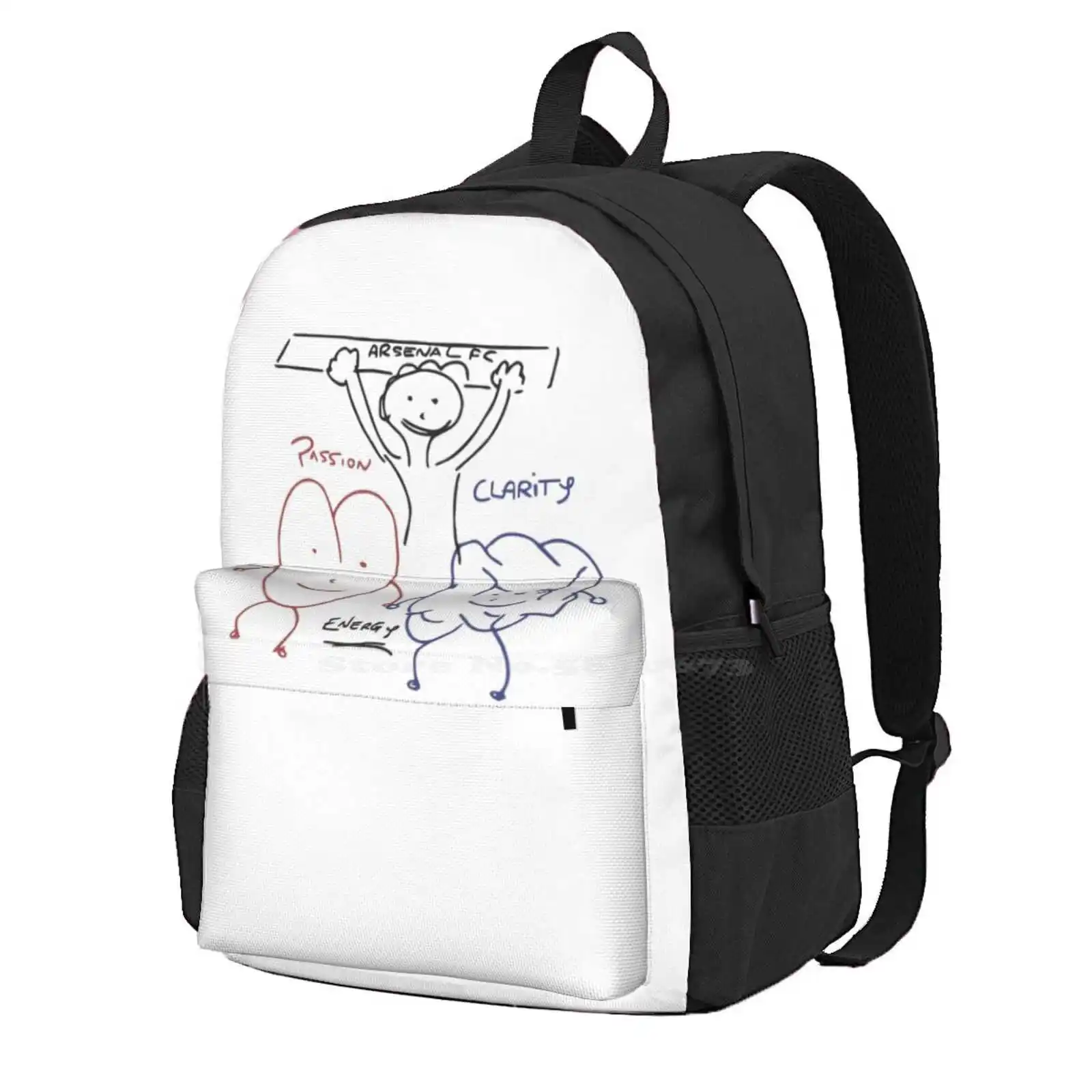 Arteta'S Passion, Clarity And Energy Whiteboard Drawing Hot Sale Schoolbag Backpack Fashion Bags Fc Passion Clarity Energy All