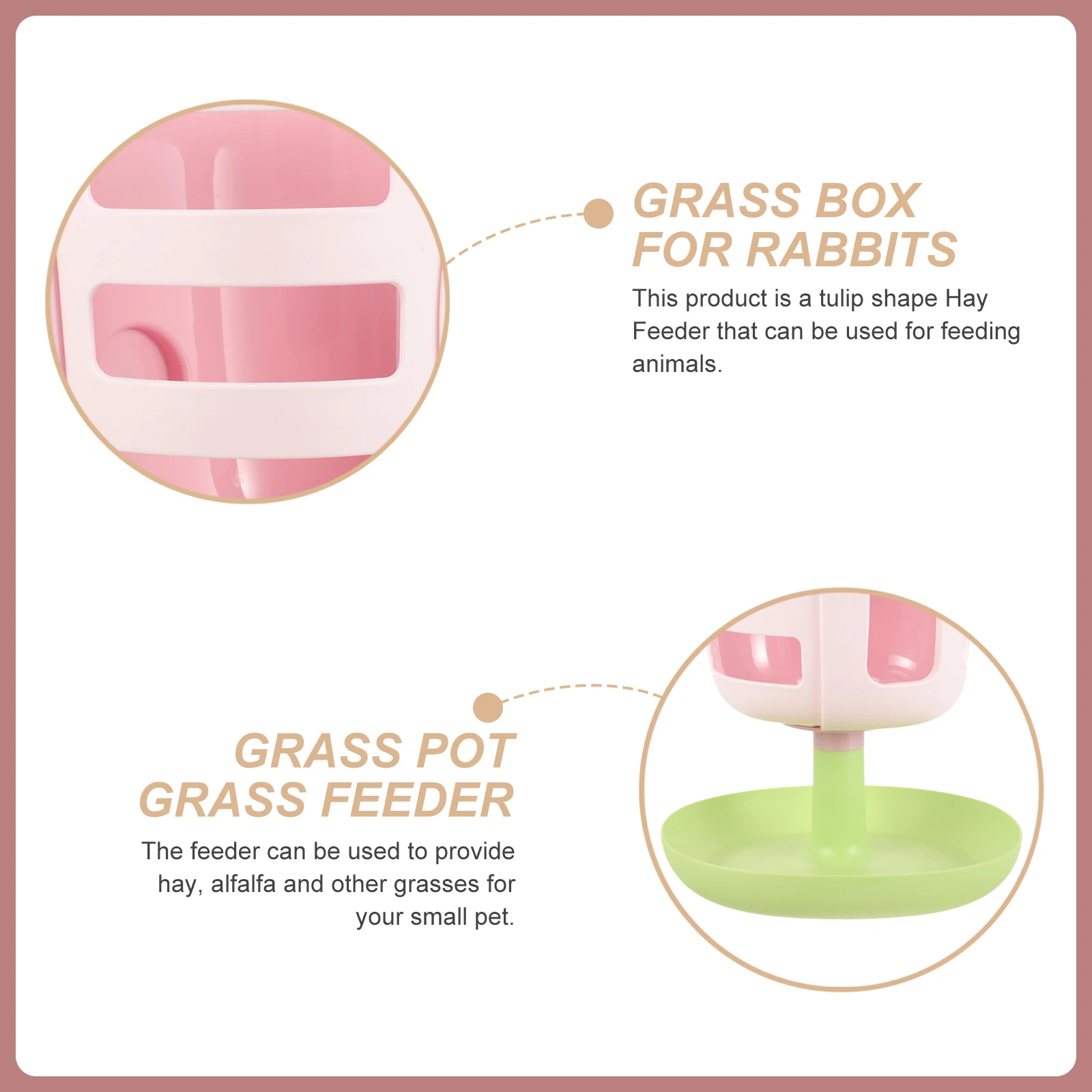 

Tulip Shape Durable PP Hay Container Material Rabbit Food Dispenser Small Animal Rabbit Food Dispenser Pet Supplies