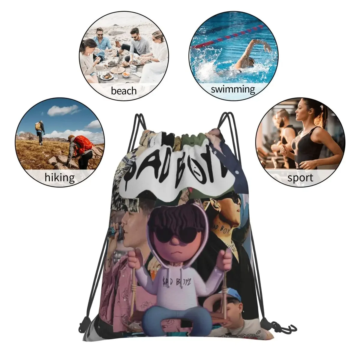 Mochilas Junior H Merch Sad Boyz, bolsas portátiles multifunción con cordón, bolsa deportiva, bolsas para libros para hombre, mujer, estudiantes