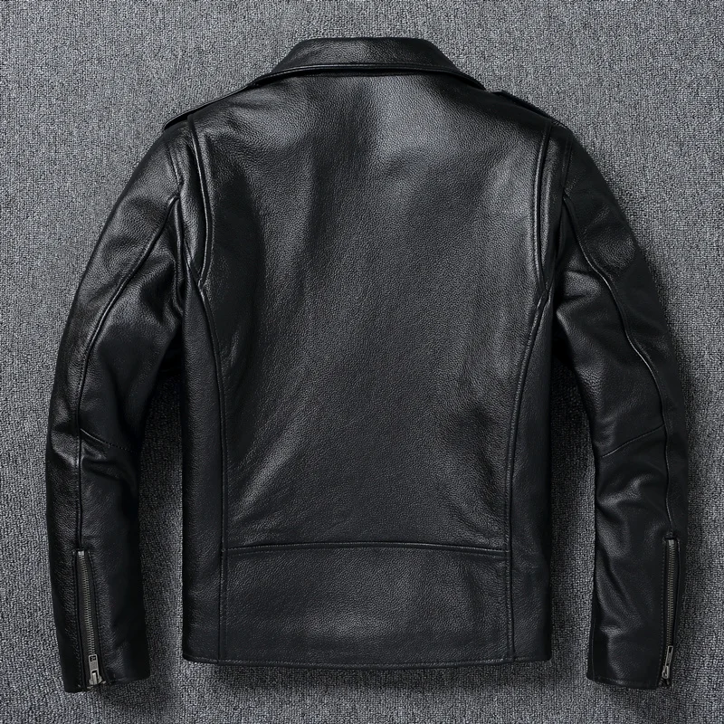 

Moto Men's Top Layer Cowhide Jacket Spring Winter New Natural Calfskin Leather Jacket High Quality Short Moto corium Coat
