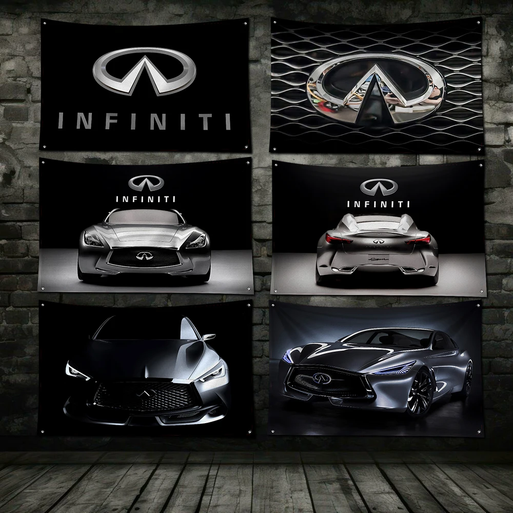 3x5 Ft I-infinitis Car Flag Polyester Digital Printing Banner for Garage Wall Art Out Door Decoration With Brass Grommets