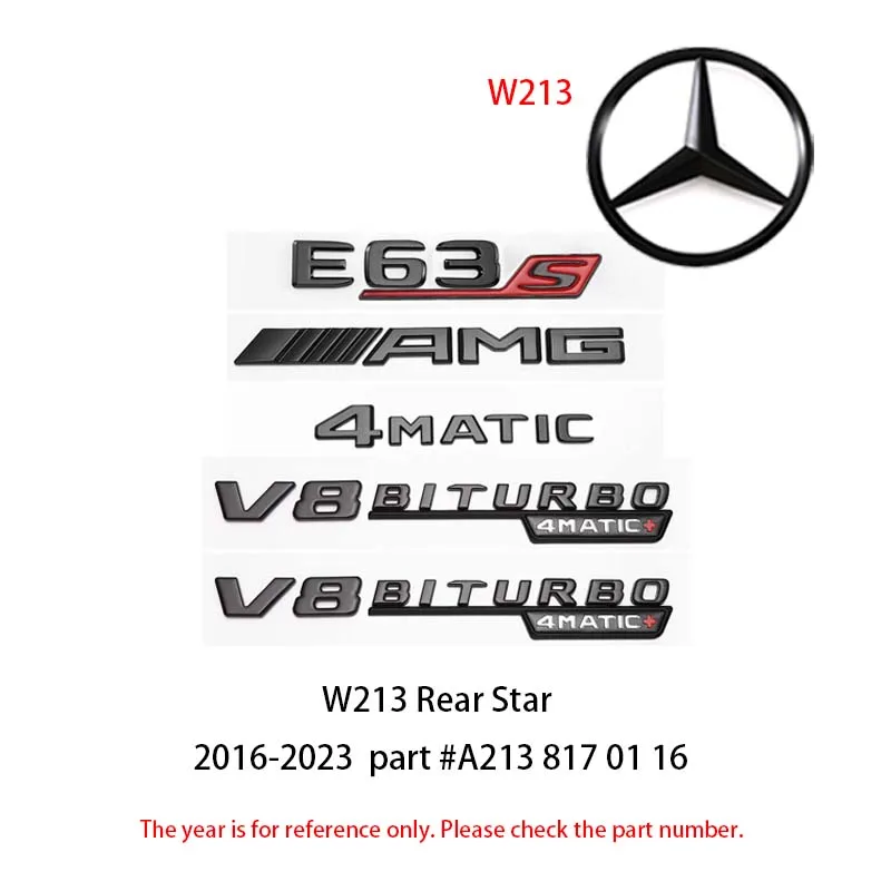 ABS Fender Side Sticker V8 BITURBO 4MATIC Rear Trunk Badge Star AMG Emblem Sticker For Mercedes Benz E63S W212 W213 Accessories