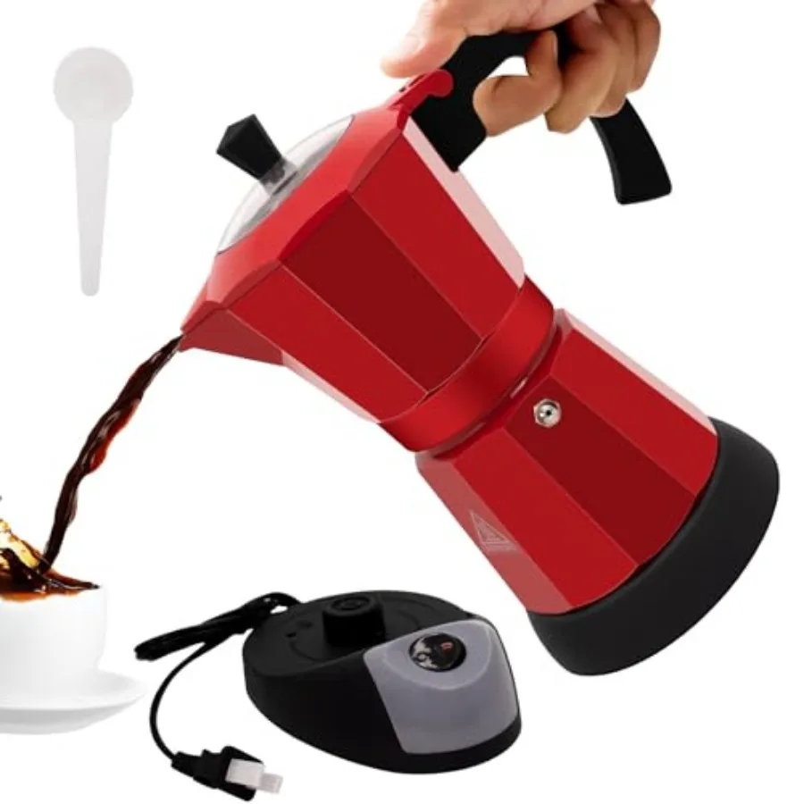 

Electric Aluminum Moka Pot 5-6 Cup 270ml Espresso Maker with Detachable Base Ideal Coffee Makers for Home MochaPot Italian and