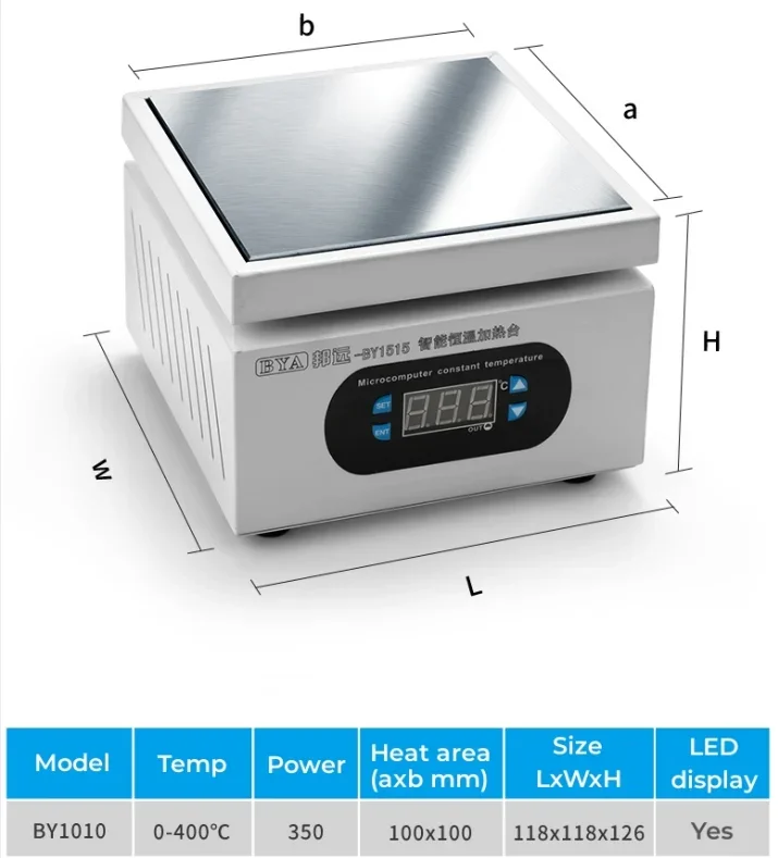 محطة تسخين جديدة منصة تسخين الطاولة الإلكترونية 0 ~ 400 ℃   لإصلاح شاشة اللمس LCD للهاتف BGA PCB SMD