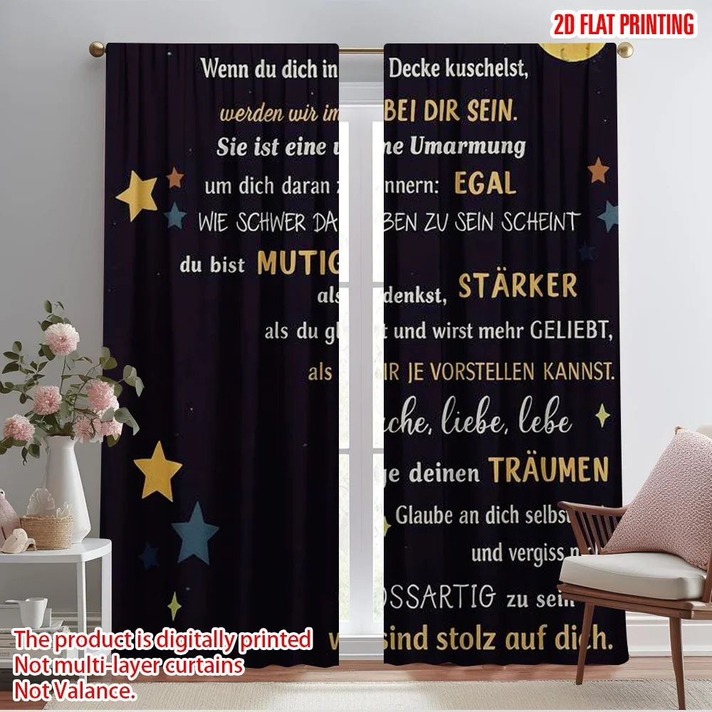 2pcs,2D plane printing Light Filtering Curtains To Our Grandchild Polyester Woven (without rod) Outdoor Decorations for Bedroom