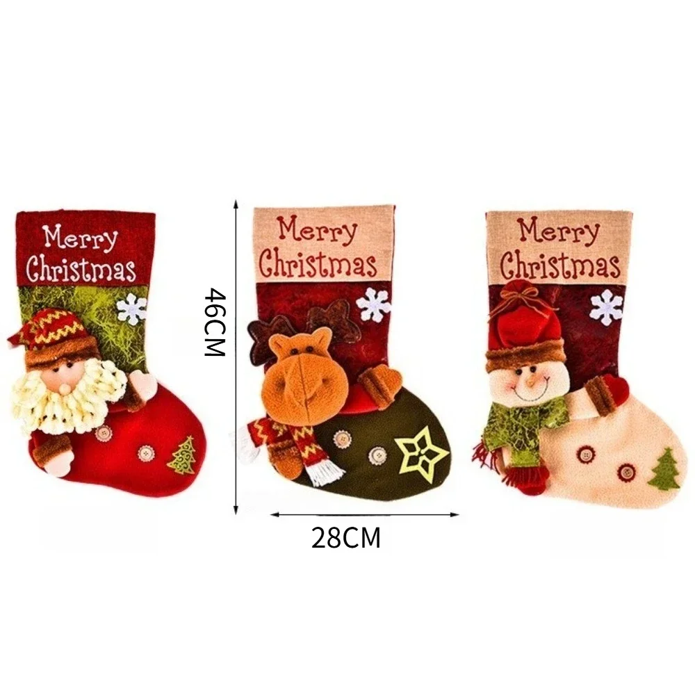 

New Santa Claus Christmas Socks Snowman Plush Ornaments Stockings Storage Bags Home Decor Gift Holders Christmas Tree Decoration