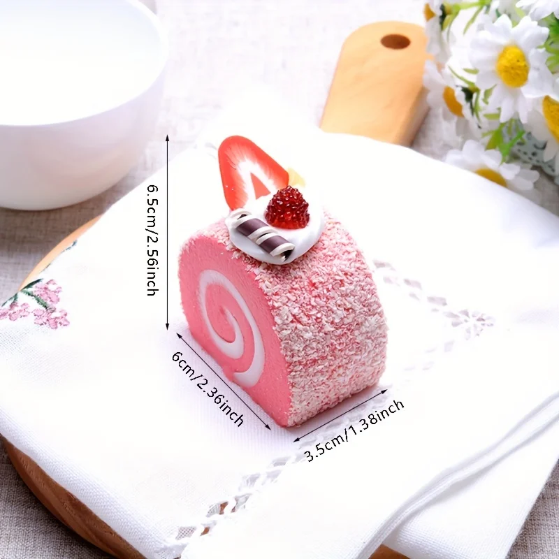 6PCS Simulation Cake Food Model Fake Cake Dessert Artificial Faux Swiss Rolls Home Kitchen Decoration Display Photography Props