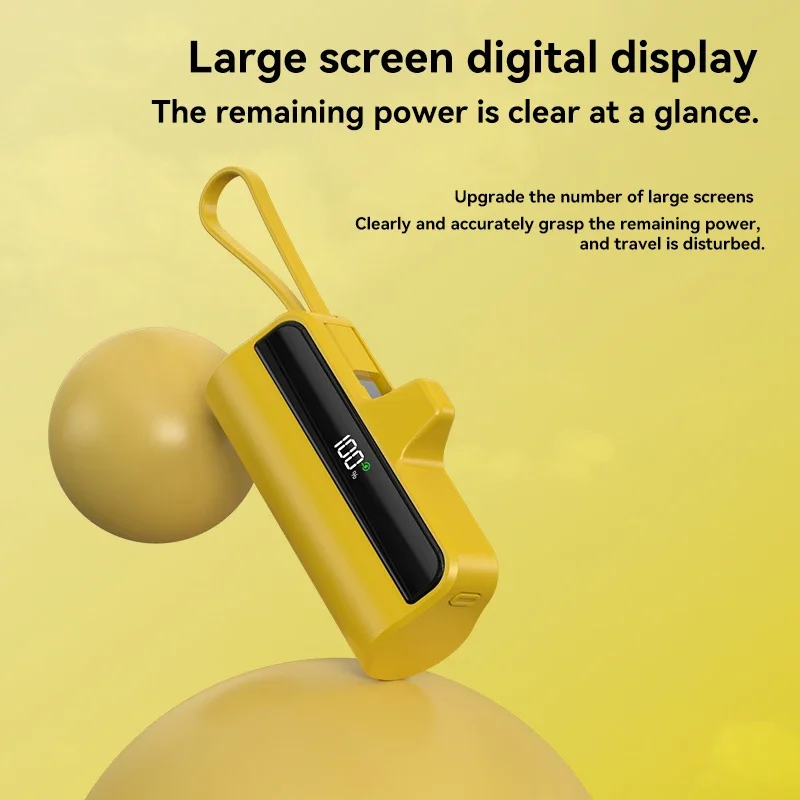 50000mAh Capsule Power Bank Mini Portable Pocket External Battery Two-Way Fast Charging Digital Display With Stand Fast Shipping