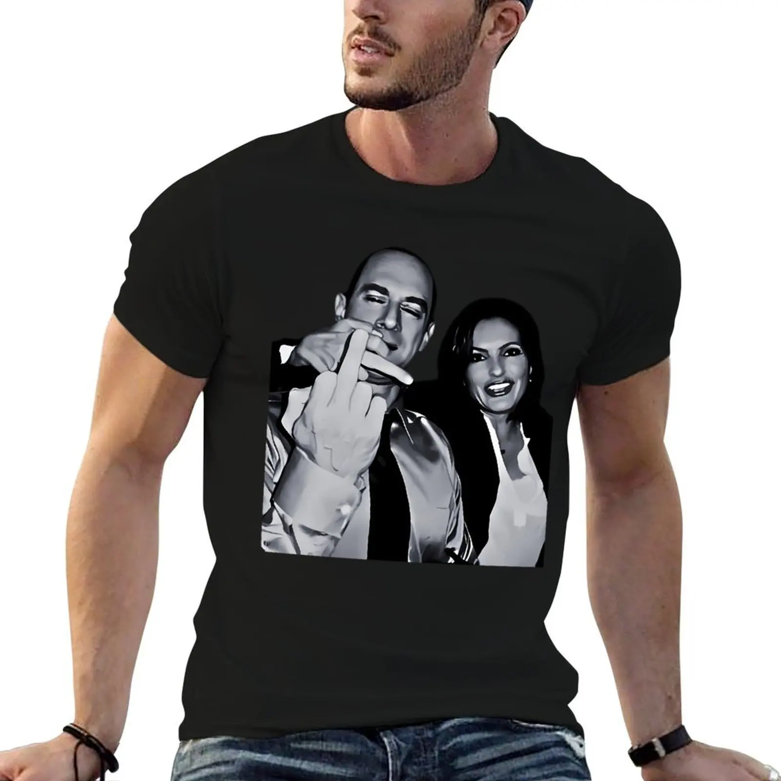 

Elliot S.t.a.b.l.e.r And O.l.i.v.i.a Benson Actors And Musicians Giving The Middle Finger Meme T-Shirt