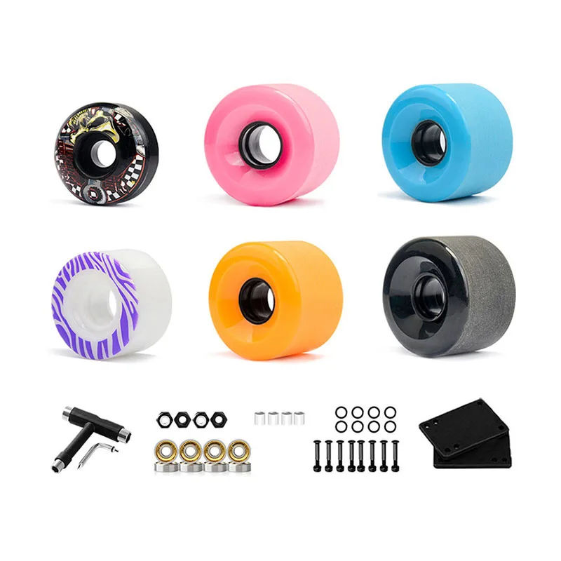 

4Pcs Skateboard Wheels Double Kickboard Street Cruiser Large Wheels Road Longboard Shock-Absorbent Matte Professional All-Terrai