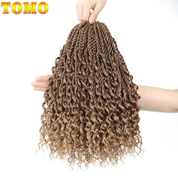 TOMO-Cabello de ganchillo bohemio para mujer, extensiones de cabello trenzado sintético, trenzas senegalesas pequeñas, 14 pulgadas, 20 hebras