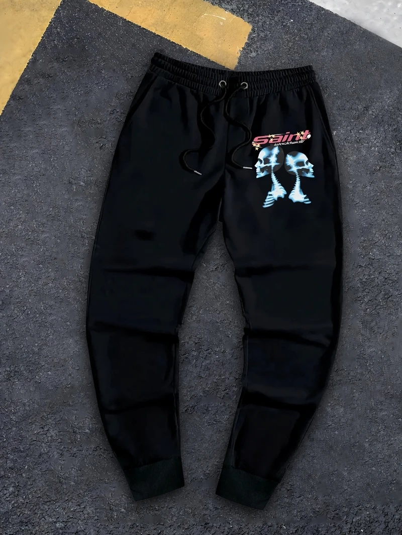 

2025 Autumn and Winter Mens Punk Street Pants Loose Fit Joggers Drawstring Waist High-end Luxury Is for Both Men and Women Gym